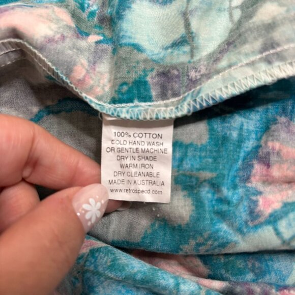 Retro Retrospecd Ocean Print Skirt Size 14 Full Button Front Full Circle Pinup - Picture 6 of 6